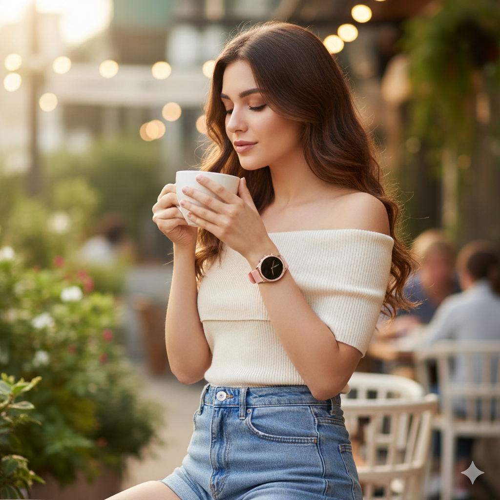 Smart Watch For Girls Gen9 – HD Display 1.3" Screen, Bluetooth Calling, Dual Straps (Rose Gold, Premium Design)
