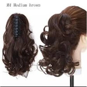 Ponytail - Step cutting style - Claw clip catcher for girls and women - Natural Brown Color - 26 inch hair extensions