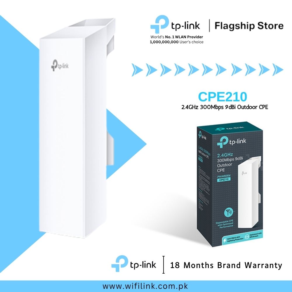 TP-Link Wi-Fi Outdoor Range Extender CPE210 / CPE220 5km 2.4GHz 300Mbps 9dBi Outdoor CPE - 18 Months Brand Warranty