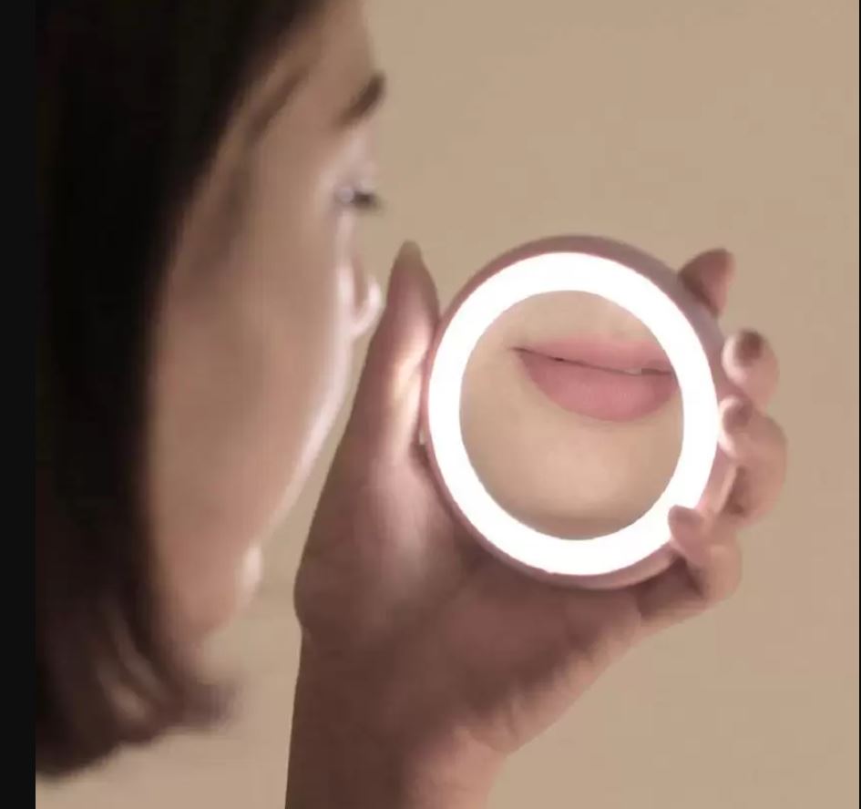 LED Mirror For Makeup - Portable Round Make Up Cosmetic Mirror