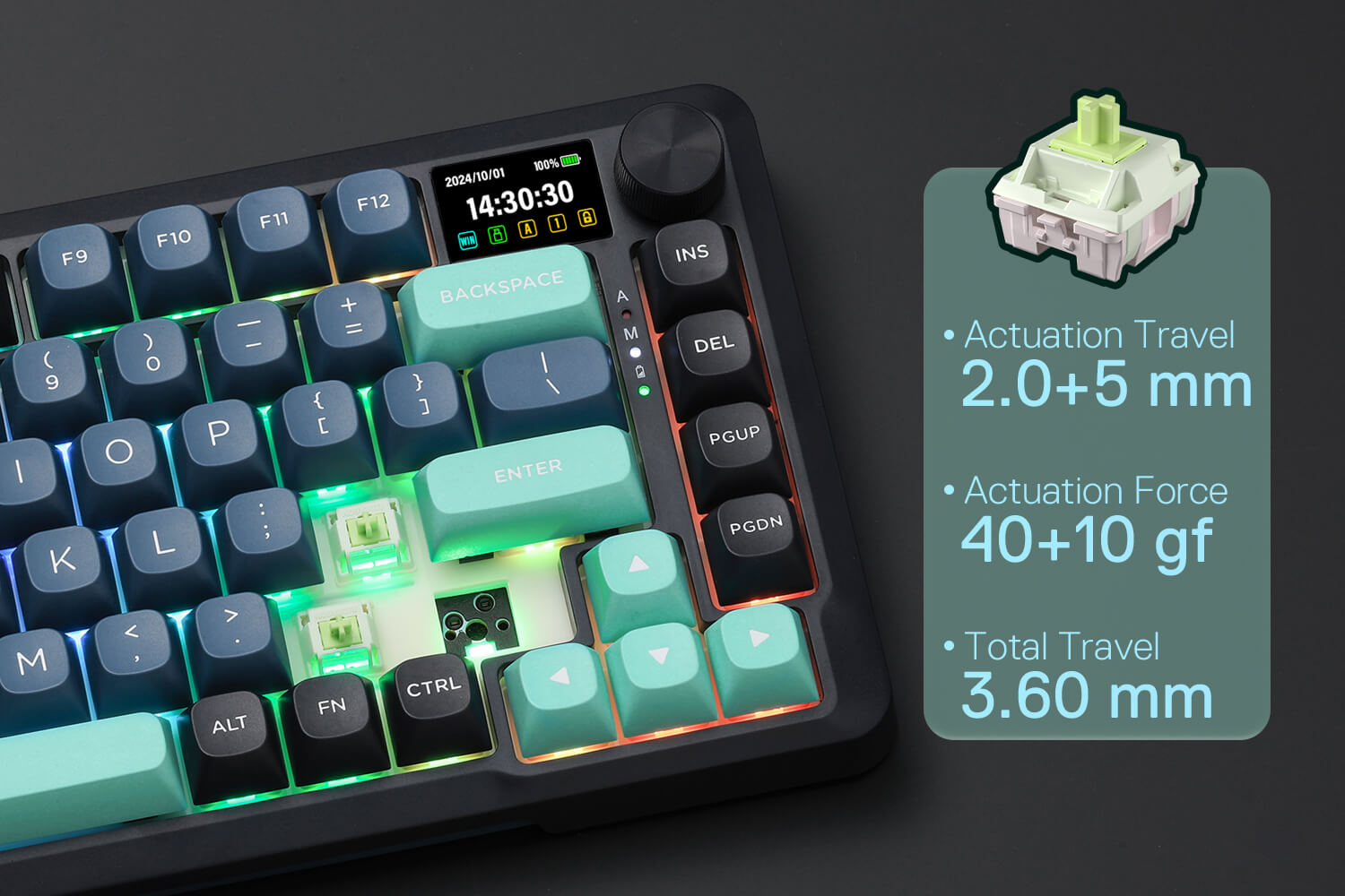 Redragon K724 PRO BEHEMOTH Wireless Mechanical RGB Gaming Keyboard 75% Layout 3-Mode Connectivity Linear Mint Mambo Switch 22 a432ecd25cee557784bea4662353f930