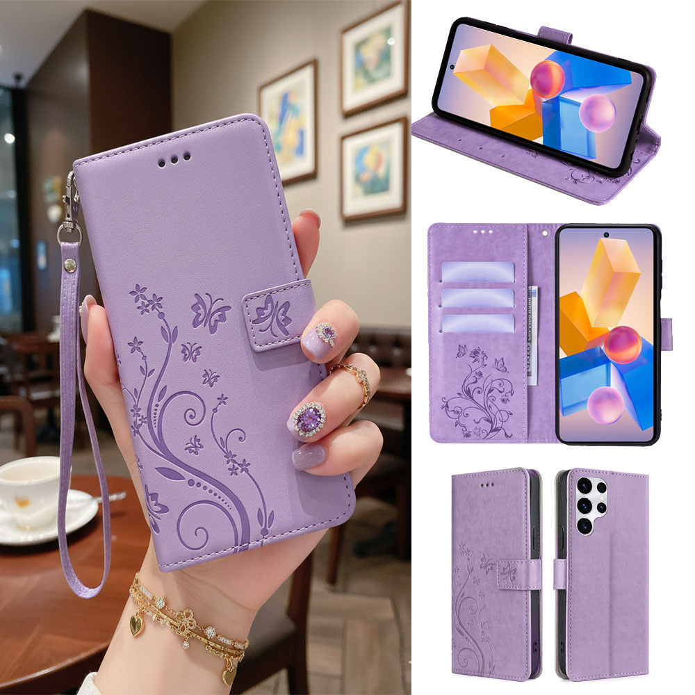 Butterfly Floral Leather Wallet Case for Samsung S26 Ultra – Flip Cover, Magnetic Closure, Full Protection