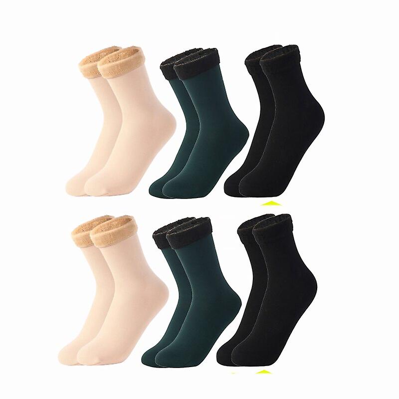 Women Winter Snow Boots Socks Warm Thermal Thicken Fleece Soft Cosy Socks Lady Solid Color Home Snow Boots Floor Sock
