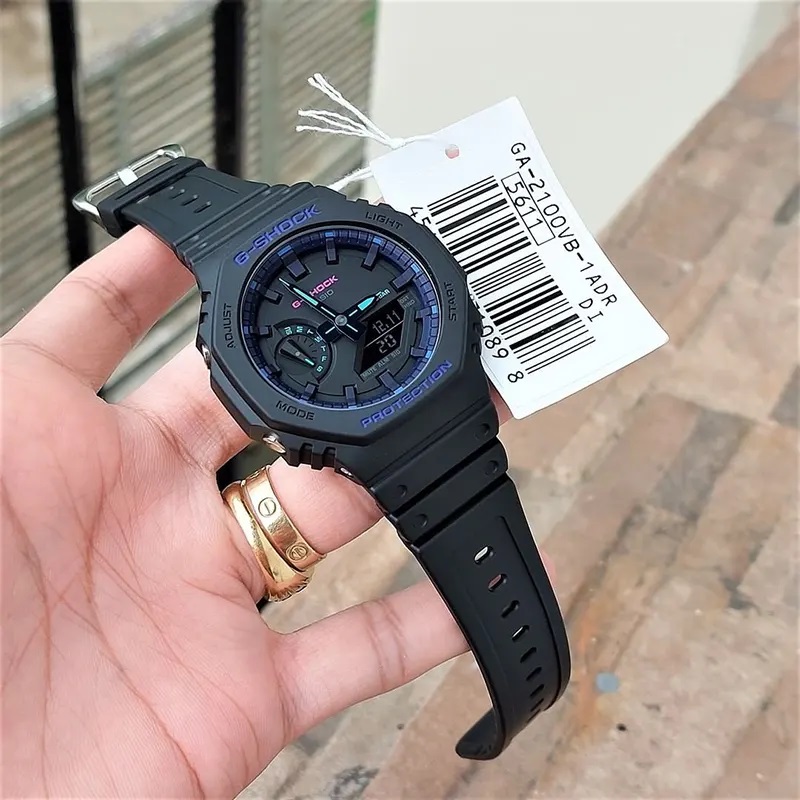 Casio G Shock Carbon Core Guard Black Vb Series Analog-digital World Time Black Resin Band Watch-ga-2100vb-1adr