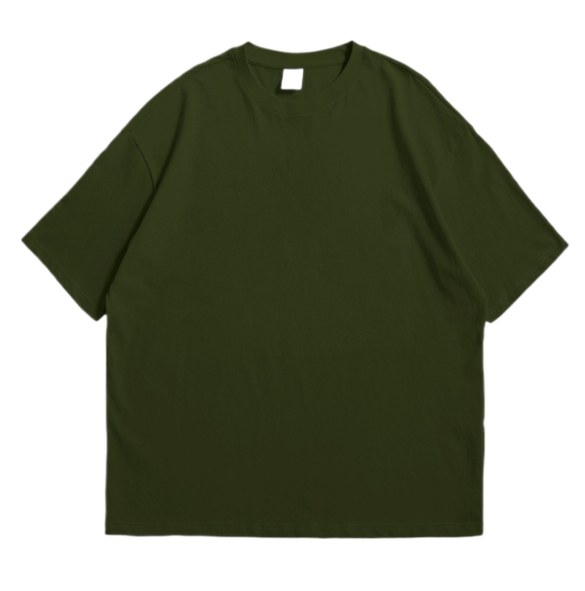 OLIVE GREEN DROP SHOULDER COTTON HALF SLEEVES T-SHIRT FOR MEN