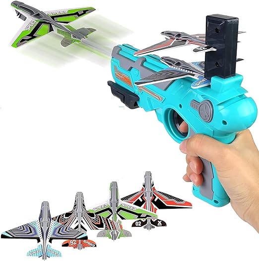 Plane Launcher Gun Toys Gifts For 4-8 Years Old Boys,Fun Toys For Kids Ages 4-8,Airplane With Glider Plane,Boys Toys Age 6-8 With One-Click Ejection Airplane Game (Big),Multi