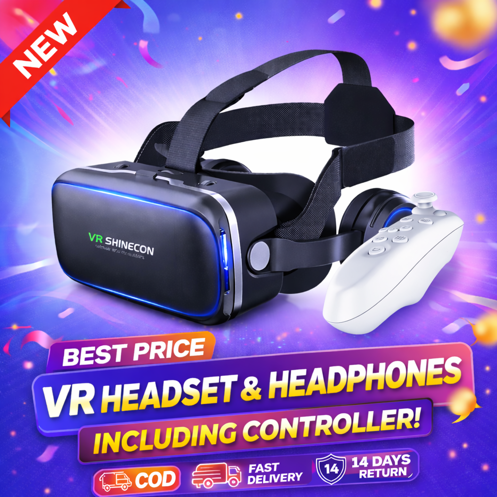 VR Headset with Headphones for Mobile  JV12 (SC-G04E) VR Box  3D Virtual Reality Glasses for Android & ios  Gaming & Movies