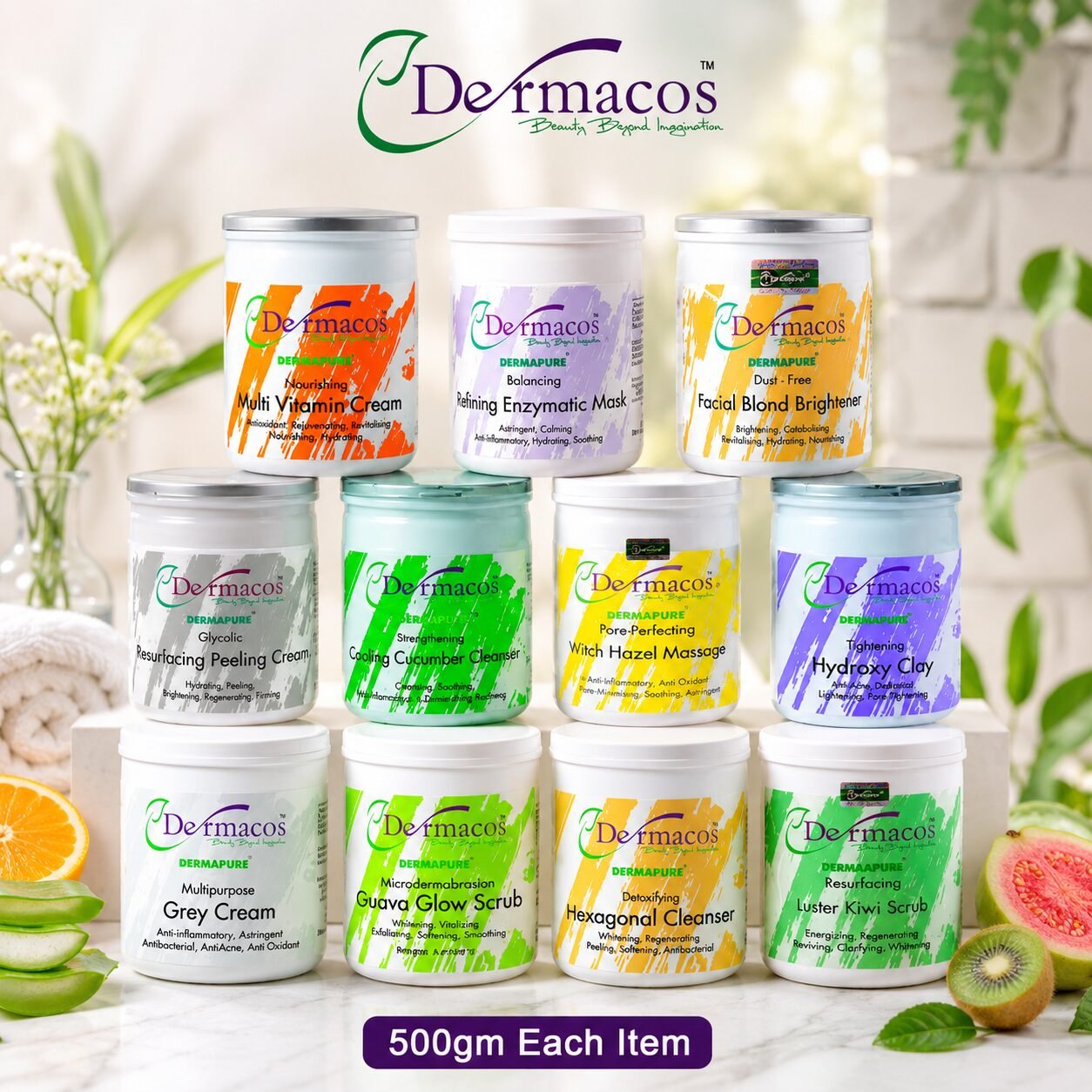Complete Facial Jars Combination-2 (500gm Each) Pack of 11 | Personal Care Set