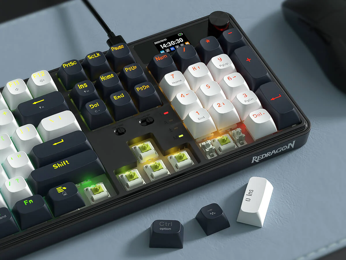 Redragon K761 PRO WYVERN Wireless Gaming Keyboard Green with LCD Control Display Tri-Mode Connectivity with Custom Linear Mint Mambo Switch 20 a4824c5160fe2a4dbf4283ca8bd7c44e