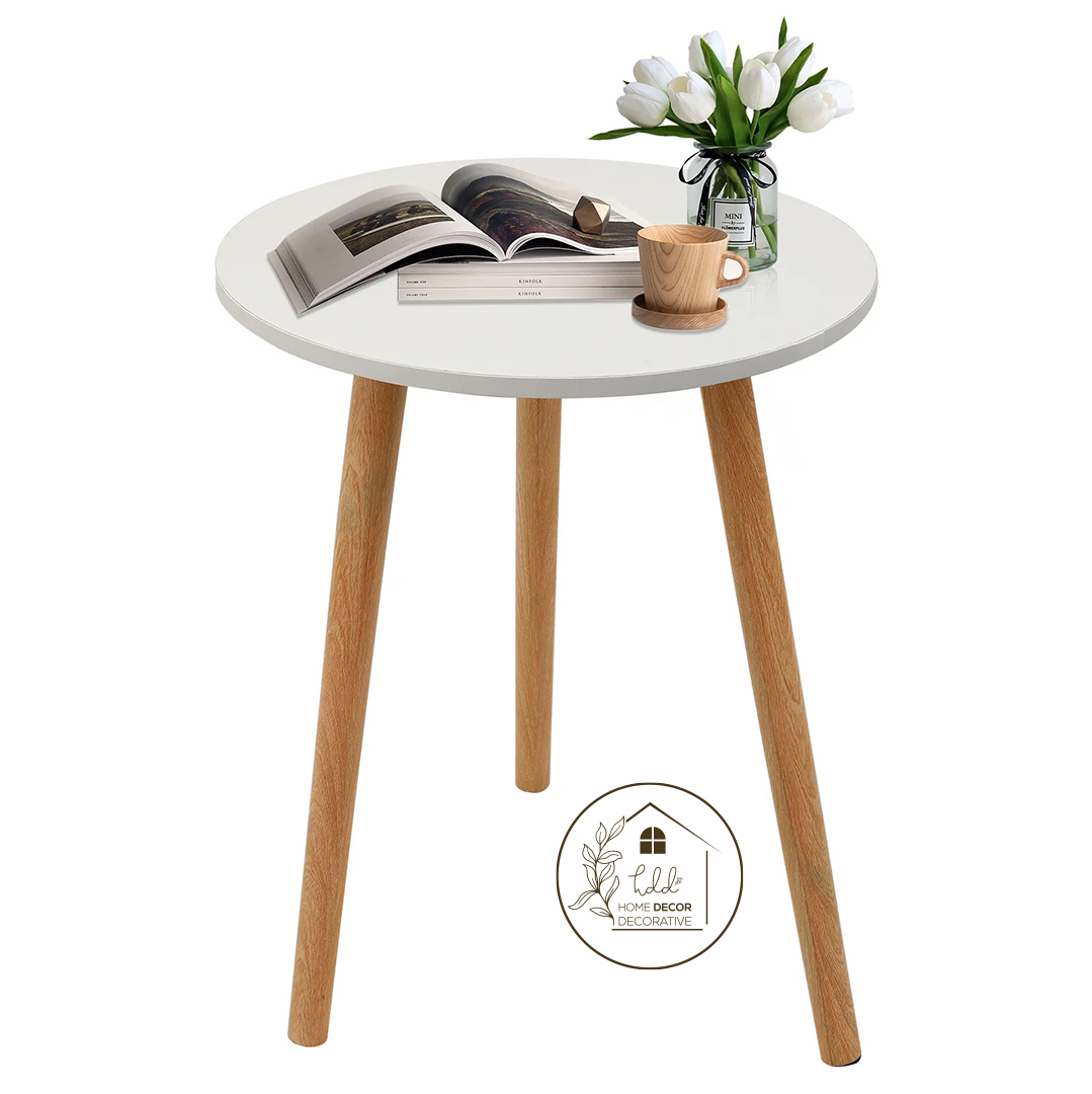 Curved Foldable Side Table, Coffee table (16 Inches Top & 20 Inches Height ) with Solid Wooden legs