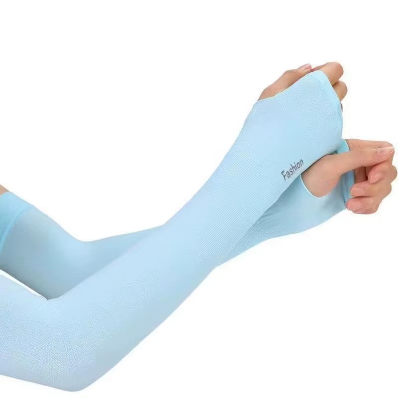 1 Pair Sleeves With Thumb Whole Free Size for Sun Block Anti Slip Summer Outdoor Riding Sunlight | Arm Sleeves | Thumb Sleeves | Sleeves for Girls | Sleeves for Boys Sports UV Sunscreen Protection Running Cycling Driving Sleeve