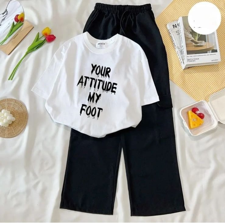Summer High Quality White Printed Crop top and Black Flapper Suit