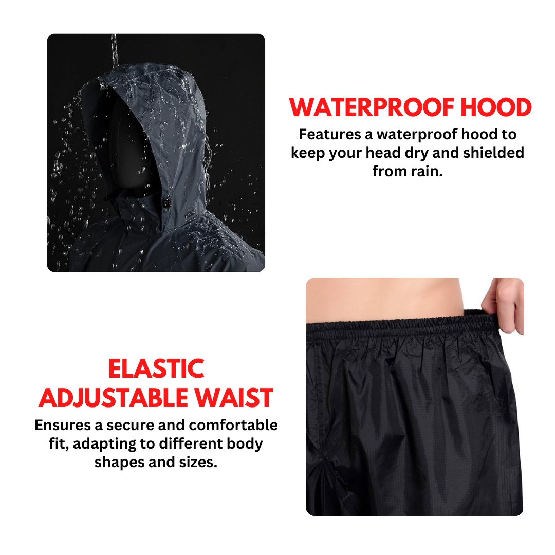 Rain Suit / LITE WATER PROOF / Rainsuit / Rain Cote With Trouser / Rain Coat With Cap For Men And Women| Pakistan’s #1 Best-Selling 2-Piece Hooded Rain Jacket & Trouser Set – Al Madina Store