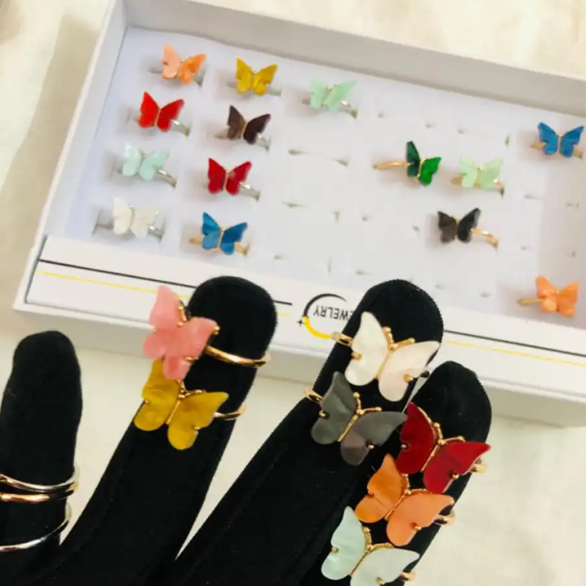 Pack of 3Pcs,5Pcs And 10Pcs Cute Butterfly Rings For Women Girls stainless steel Crystal Butterfly Rings