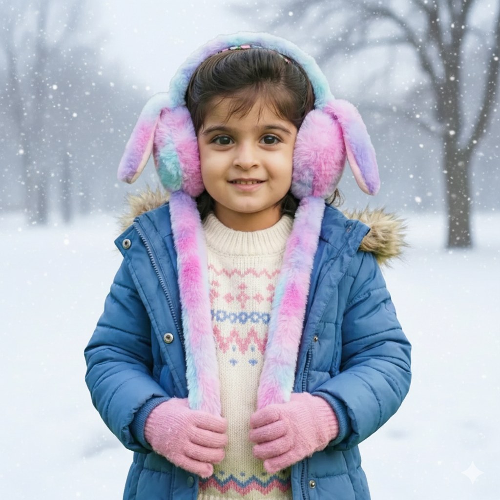 Winter Earmuffs for Kids, Girls & Boys – Soft Plush Moving Bunny Ear Warmers – Cute Faux Fur Ear Muffs for Women – Interactive Jumping Ears – TikTok Trending Warm Headband – High Quality Cold Weather Protection