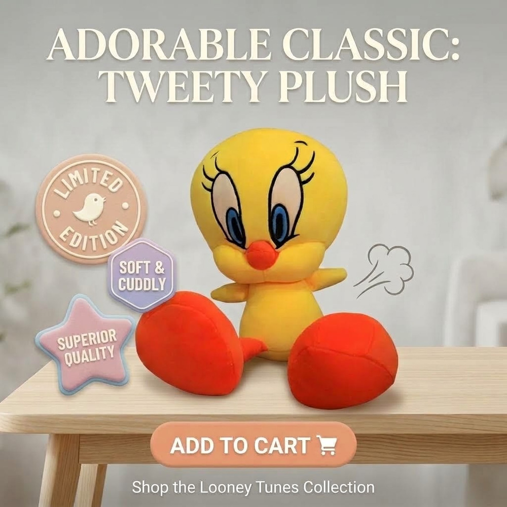 New Plush Stuffed Animal Toys - Cute Tweety Bird & Lucky Elephant Soft Dolls for Kids 0-7 Years Unisex Birthday Gifts