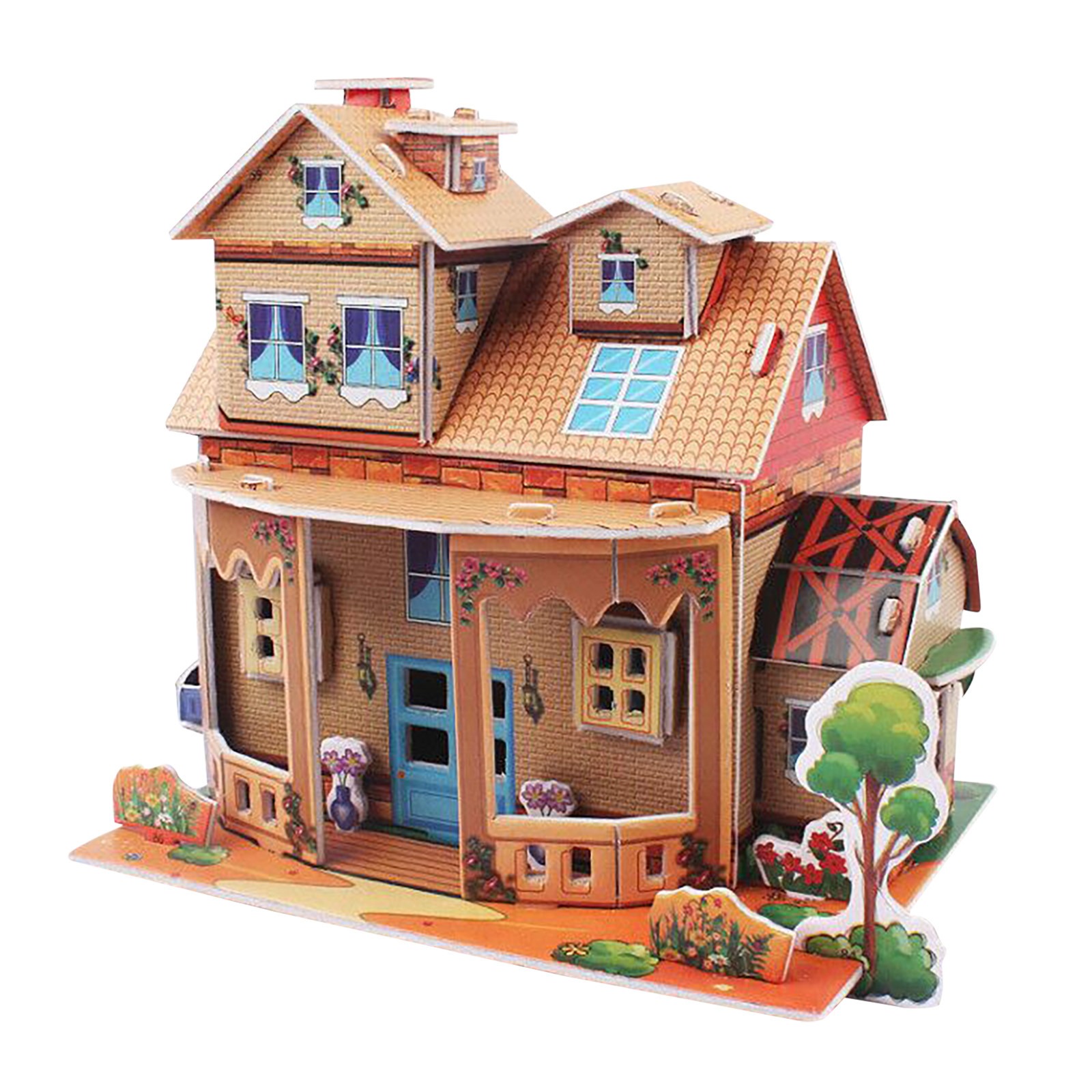 3D Puzzle Jigsaw Paper Model |3D House Building Puzzle | Learning Educational Toys For Children | Kid Gift 3D DIY Puzzle Citadel Model Cartoon House Assembling Toy Kid Early Learning