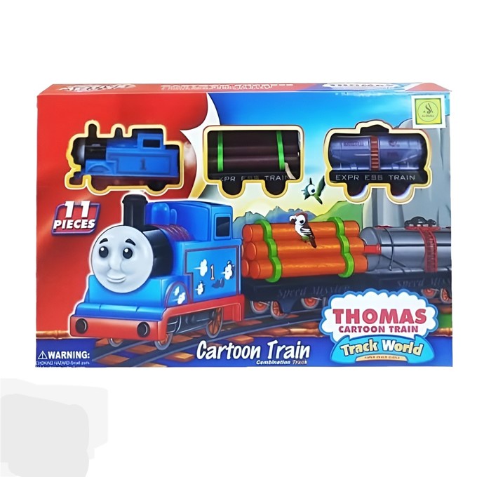 Car Adventure Thomas Cartoon Race Track Toy Set For Kids - Battery Operated Cute Cartoon Track - 11 Pcs Train Set Toy For Kids - Fun Activity set with loving Thomas theme Kids Favorite Character Perfect Gift For Boys and Girls