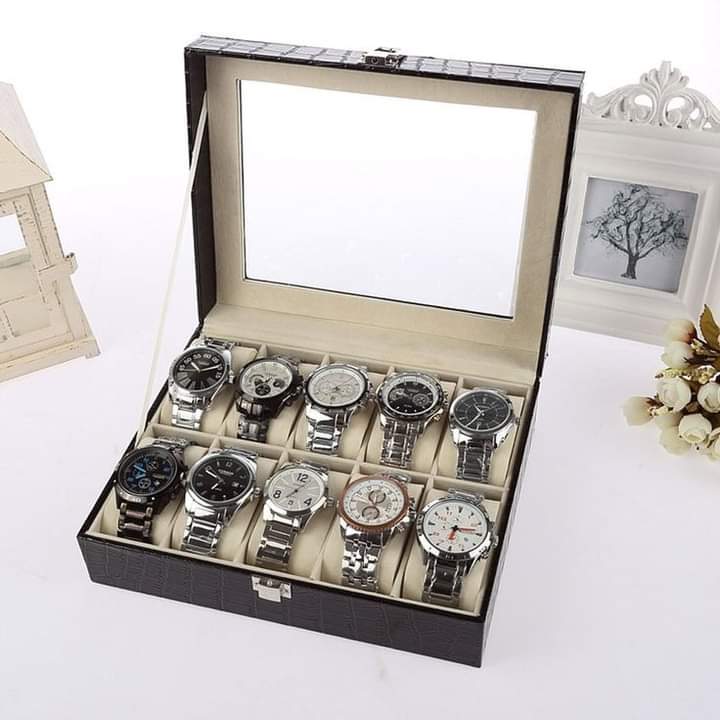 Smart Watch Holder Organizer Watch Box Premium Wooden Leather PU Leather Smart Watch Box
