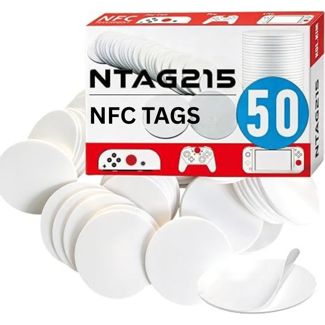 50PCS NTAG215 NFC Tags Stickers 25mm Round | Blank Rewritable NFC 215 | Programmable NFC Tags | Compatible with Android & NFC Enabled Devices