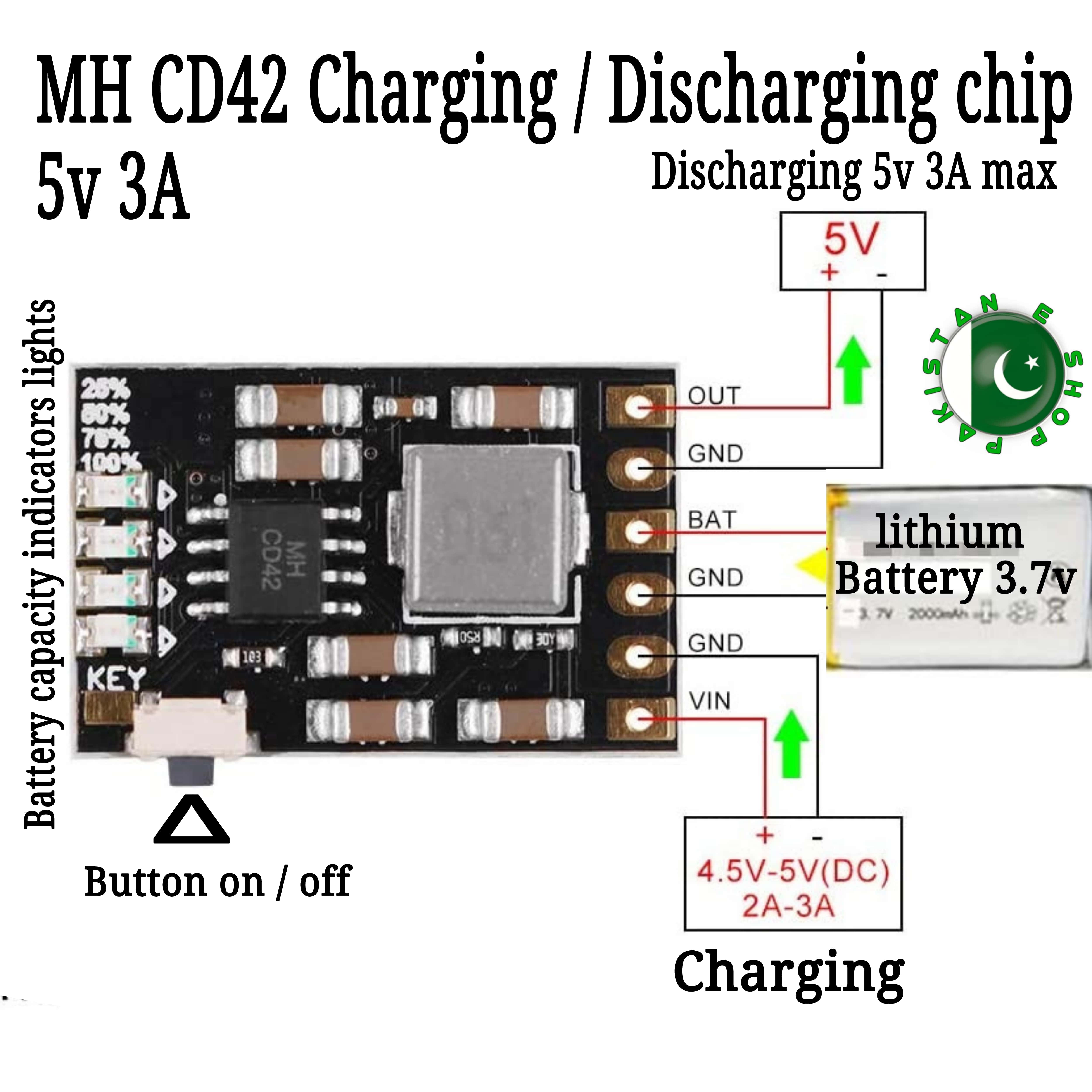 lithium battery charging module Power bank circuit chip MH-CD42 DC 5V ...