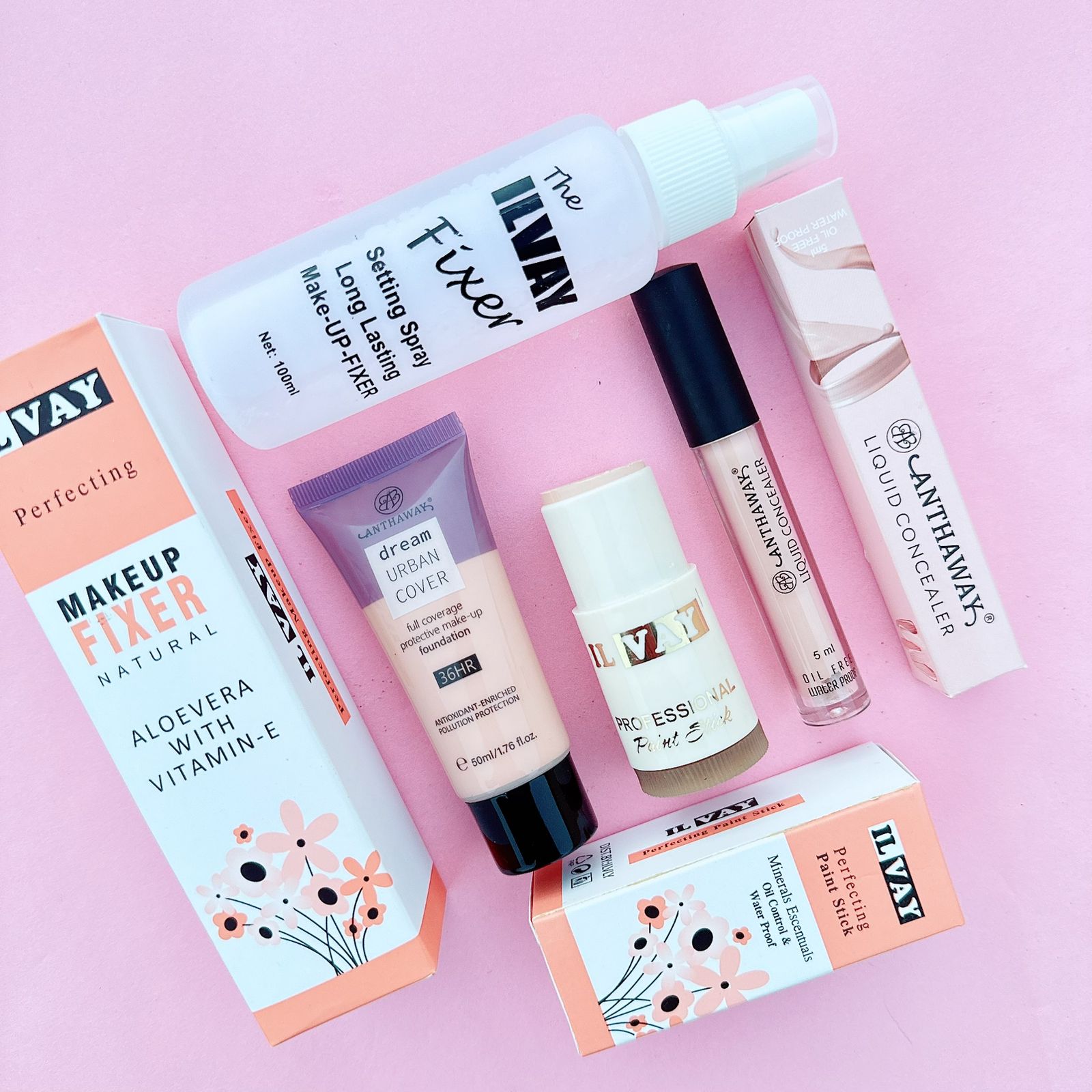 AnthaWay - Deal Of 04 - Makeup Fixer, Foundation Tube, Makeup Concealer & Foundation Stick