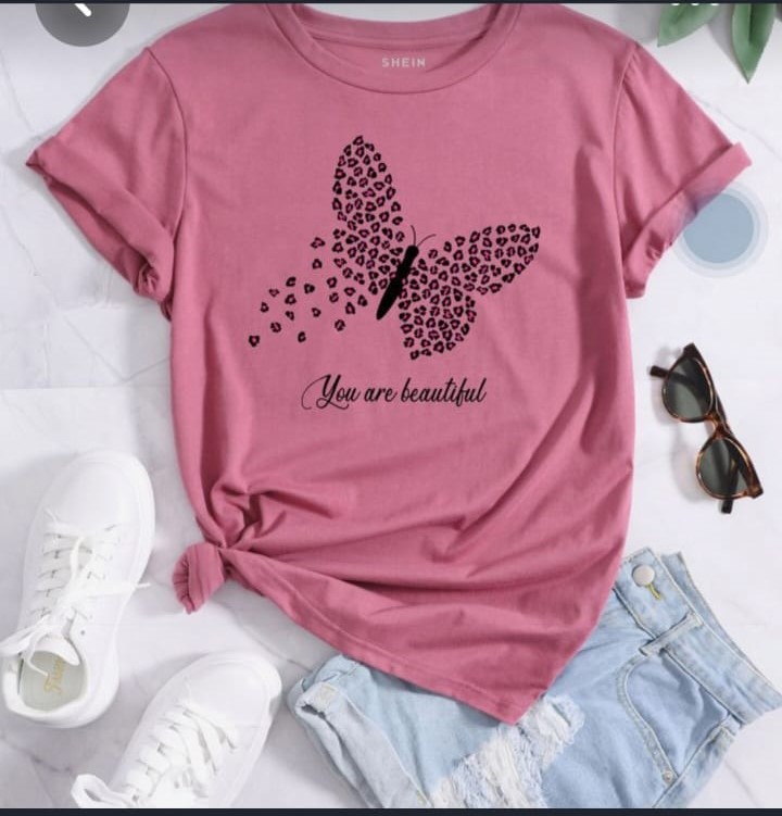 Tea Pink Half Selevess T Shirt For GIrls & Womens
