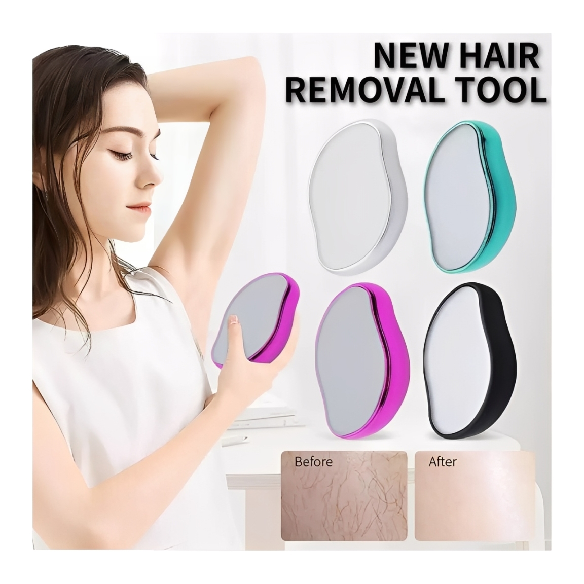 Crystal Hair Eraser, Hair Removal Stone, Crystal Hair Remover Stone Painless Epilator, Reusable Removal Stone, Painless Exfoliation Shaver, Leg Hair Remover, Shaving Stone