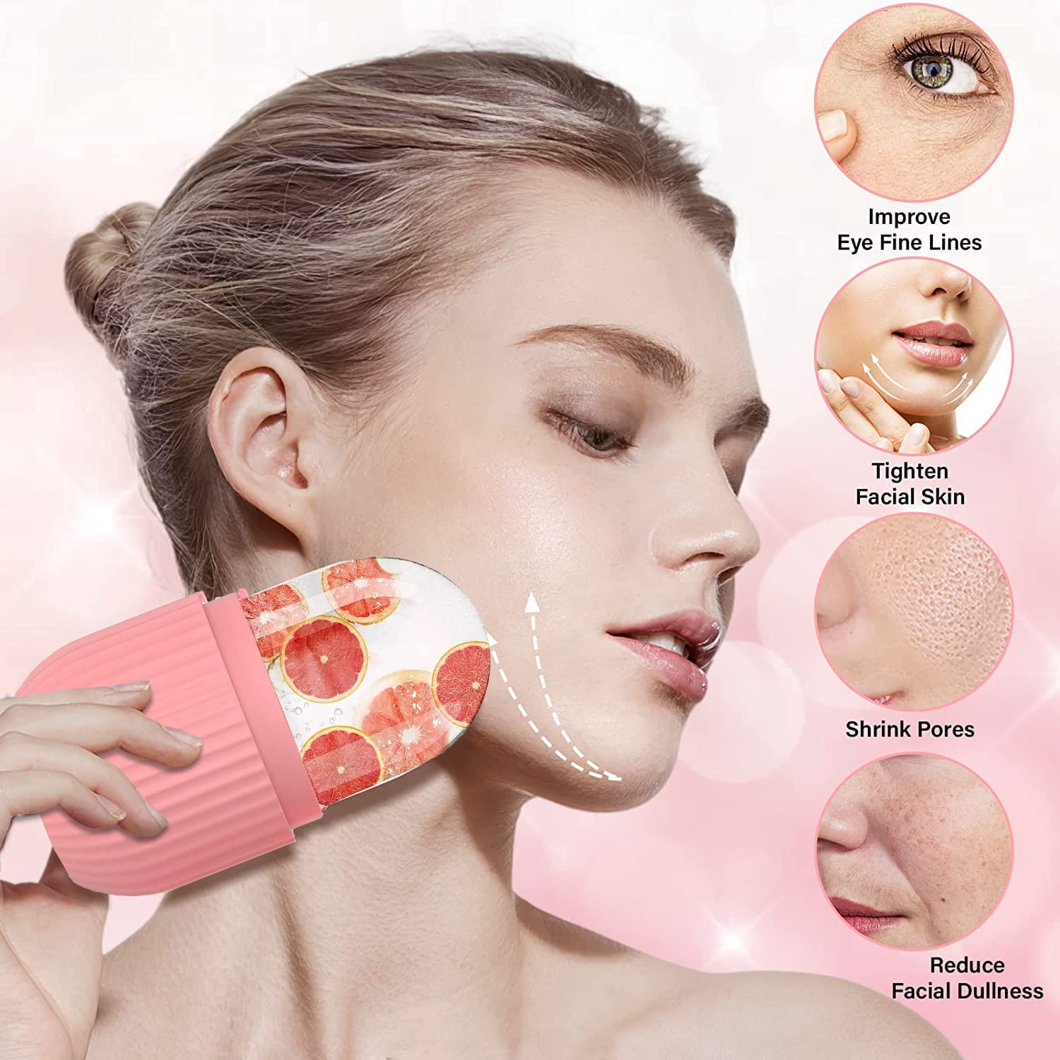 Face Stone Jade Roller Massager with Gua Sha Stone And Ice Roller Multicolour Set Facial Roller 100% Natural Stone Jade Roller For Skin Eye Neck Body Ice Cube