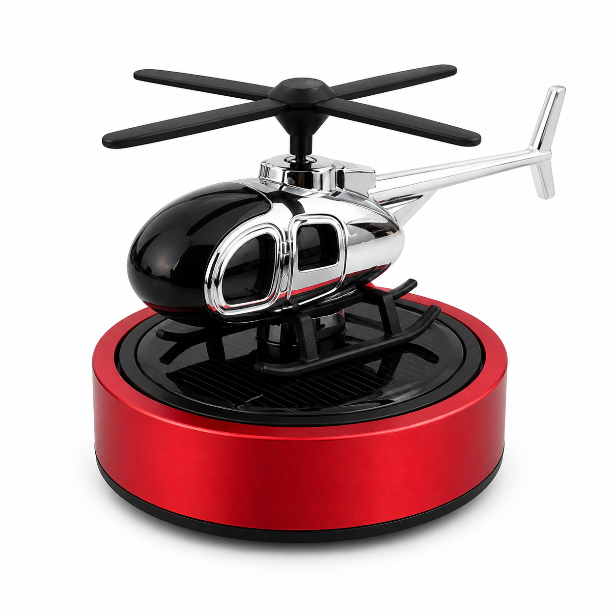 Solar Powered Rotating Helicopter Car Air Freshener | Alloy Aromatherapy Diffuser | Auto Rotating Fragrance | Car Dashboard Perfume | Home & Office Decor