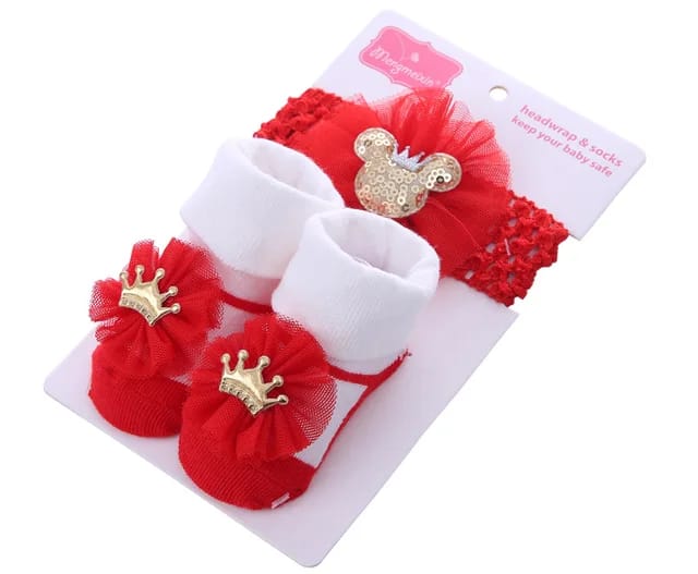 Red Newborn Infant Baby Girl Shoes +Headband Set First Walkers Soft Sole Bowknot Cute Shoe Toddler Walking