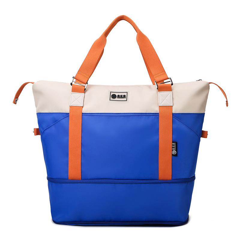 [Kashif Luggae] New Contrast Color Travel Bag Women Extended Large Capacity Wet Dry Separation Fitness Bag Handbag Luggage Tote Shoulder Bags