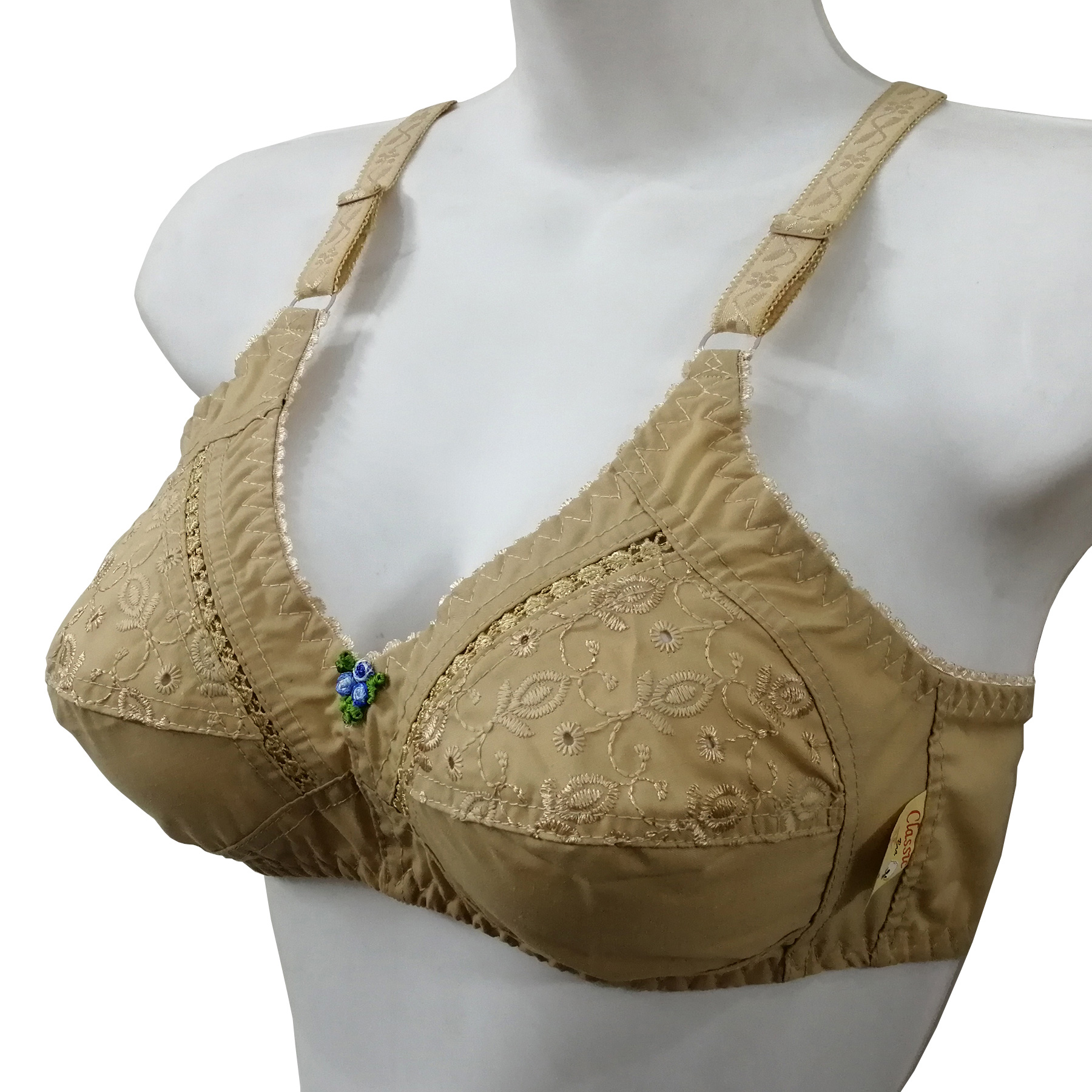 Good Quality Classic Cotton Bras for Women Non Padded Bra for Girls Non  wired Brassiere with Chikan in Beige 34 to 50 Sizes Bra Available Best Fits
