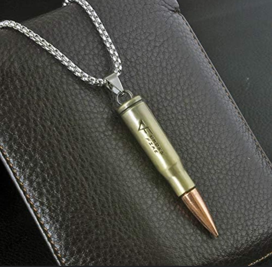 New  Bulte  gun Pandent with Silver /Black Chain For Boys And Girls -Top Quality High Quality Stainless steel Army Bulte Nacklace For Men/Women -Boys And Girls Gift