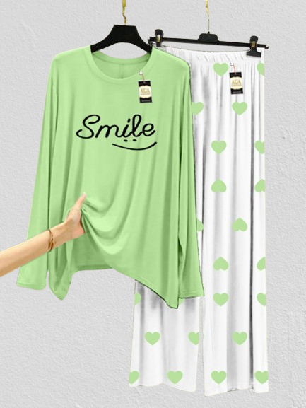Smile Mini Heart Printed Trouser (001)