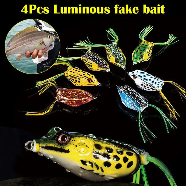 4pcs Artificial Ray Frog Soft Fishing Lures Bait Double Hooks Accessories  For Lake Sea