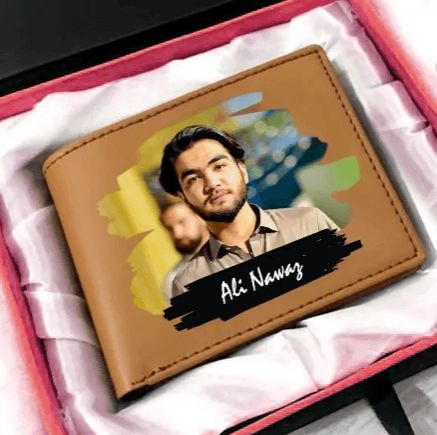 Customize Name and Picture Print Men's Wallet - Personalized Photo Engraved Bi-Fold Slim Wallet for Men