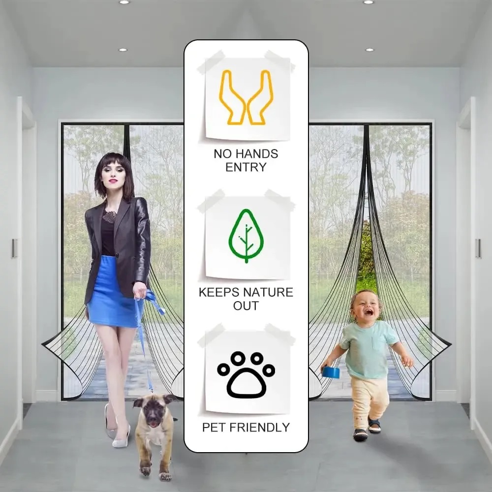 Dazzin - Anti Mosquito Magnetic Mesh Curtain Hands-Free Automatic Closing Screen Door - 100x210cm