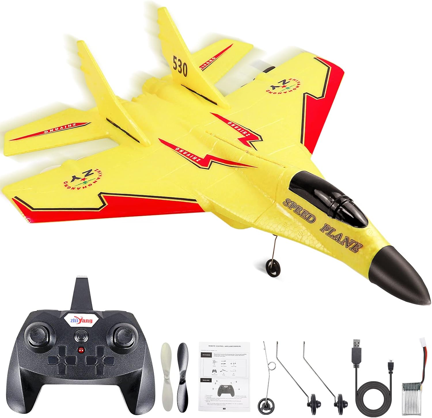 HAPTIME 2 Channel Remote Control Airplane, Remote Control Plane for Kids and Adults Beginners - 2.4Ghz RC Airplane with Night Light, Easy to Fly, Airplane Toy for Kids Ages 8-12, RC Fighter Model Toy 2024 - New Remote Control Jet Plane with Foam Construct