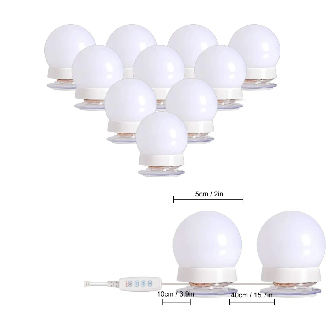 LED Vanity Mirror Light Hollywood Style – 10 Dimmable Bulbs, USB Powered Makeup Mirror Light Kit for Dressing Table & Bathroom
