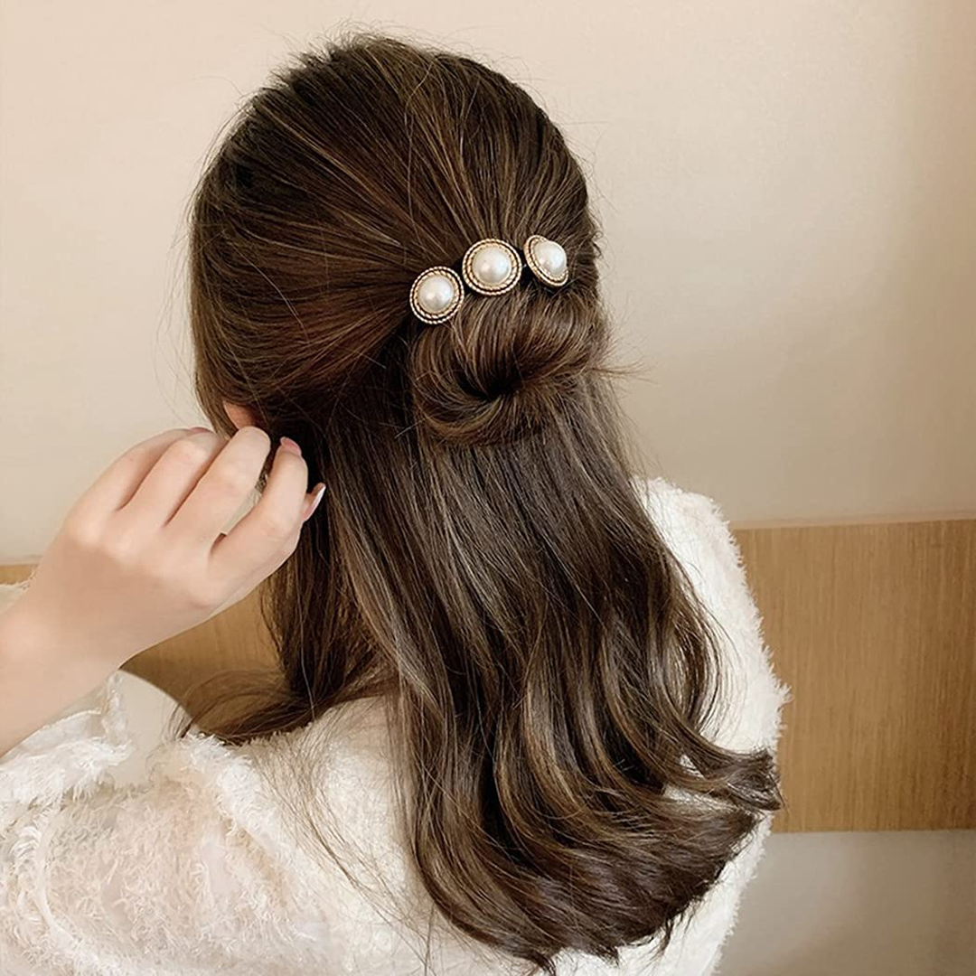 1 pcs Pearl Hair Bun Maker Elegant Decorative Flexible Retro Fashion Bun Shaper Hair Ponytail Holder Braid Makers for French Twist, Deft Bun and Lazy Curls Pearl Hairpin DIY Hair Braiding Lazy Braider Tool Clips Braider Twist Headwear