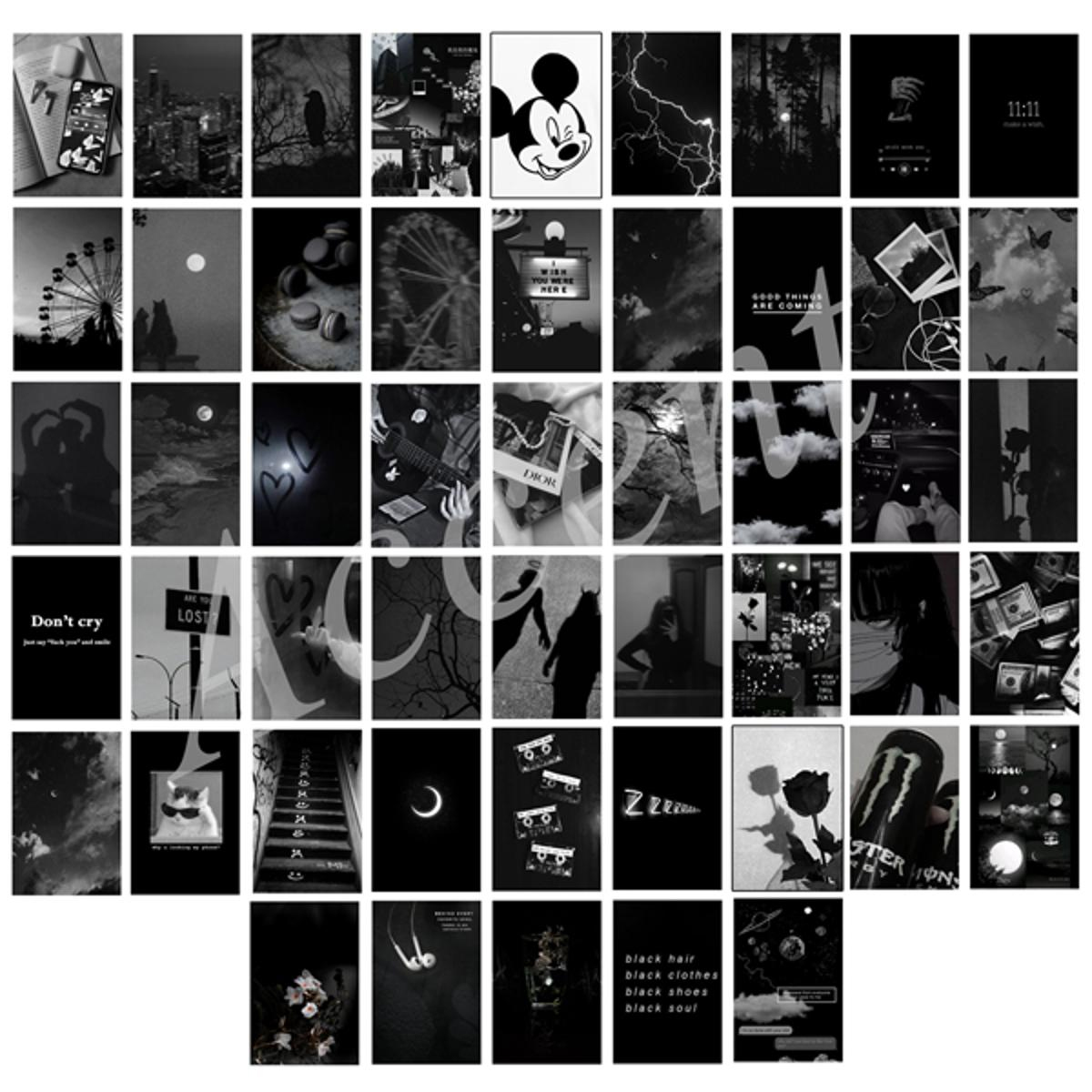 Customize 10 Black Theme Aesthetic Wall Photo Collage Cards 4x6'' For Wall Decorate