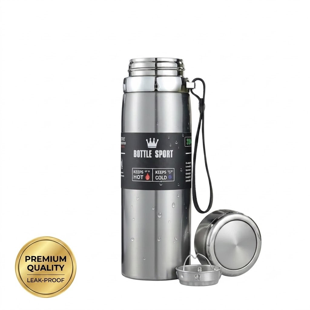 Premium Stainless Steel Water Bottle - 1000ml | 800ml Vacuum Insulated Sports Gym Flask - Leak-Proof Eco-Friendly Cold & Hot Water Bottle