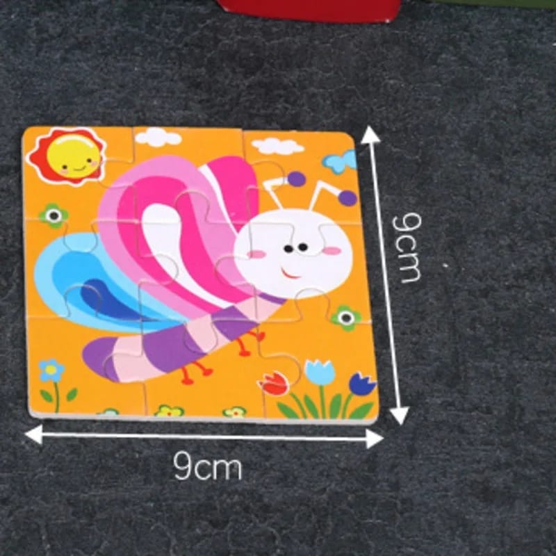 Montessori Wooden Picture Puzzles for Kids — 12 Colourful Animal Boards, 9-Piece Each for Hand-Eye & Problem Solving