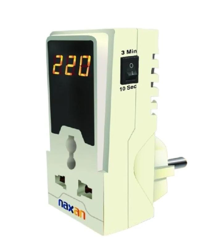 Naxan Automatic Electronic Voltage Protector 220V with Digital Display LED Fridge AC TV Voltage Guard Stabilizer High Low Voltage Protection Plug for Home Appliances