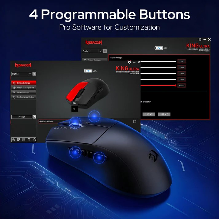 Redragon M999 KING Ultra Tri-Mode Wireless Gaming Mouse 1K Hz 45000Dpi RGB Charging Station 55G Ultra-Light Weight 17 a59b33bed833b8961c4569d3b658f01a