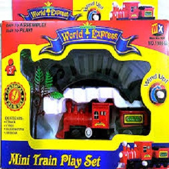 Mini Train Play Set for Kids - 1 Locomotive, 6 Track,1 Boxcar & 1 Tree