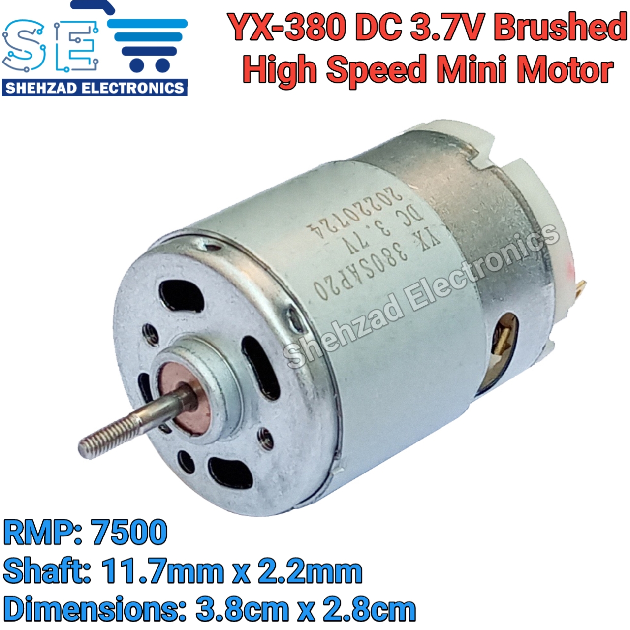 3.7V DC MotorYX-380 High Torque Mini Motor 7500 Rpm Dual Brush Motor