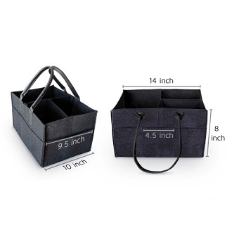 Baby Diaper Caddy Organizer, Foldable Felt Storage Bag with Multi Pockets and Flexible Compartments, Portable Car Travel Organizer for Changing Nappy, Wipes, Newborn Shower Gift