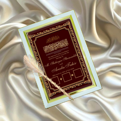 Nikkah Certificate withe crystal white frame , with free shipping , nikkah certificate for nikkah